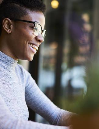 smiling woman with glasses