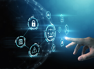 Hand touching virtual icons