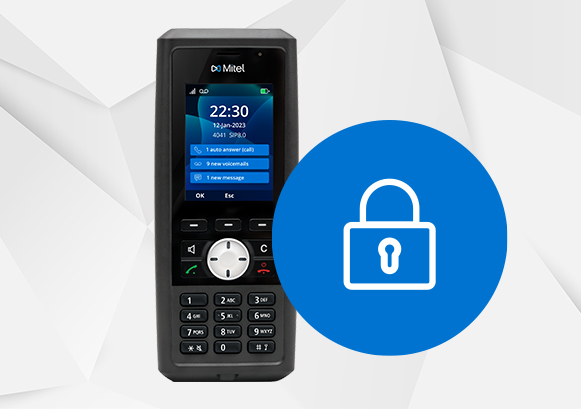 Mitel Phone with an image of a lock on it