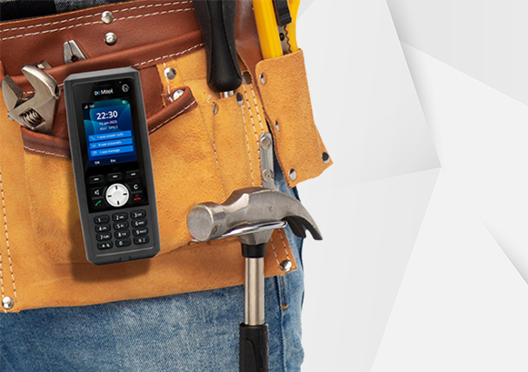 A phone attached to a field worker belt