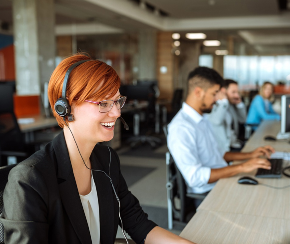 Contact Center agent smiling