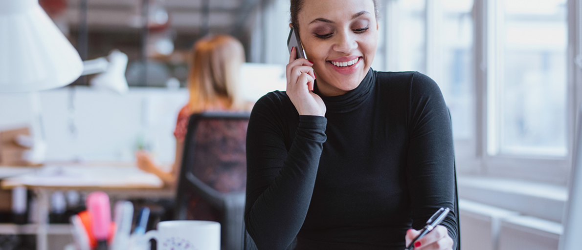 A woman on the phone