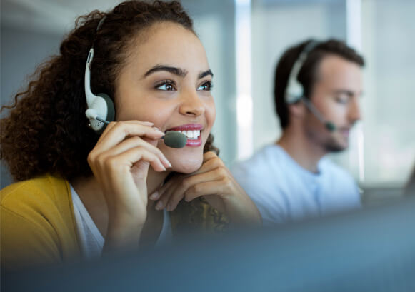 A woman working in a contact center