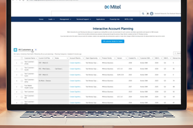 Mitel IAP screen